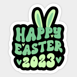 Happy Easter 2023 Bunny Ears Green Sticker